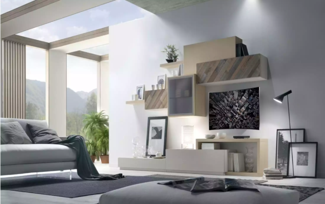 Design Living room Set Display case Wall shelves Wall unit Shelf Cabinets 4pcs.