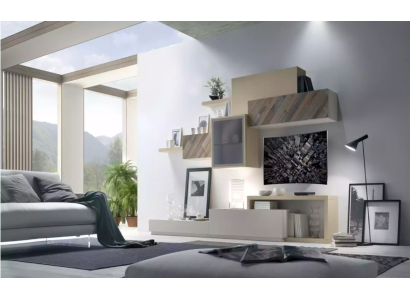 Design Living room Set Display case Wall shelves Wall unit Shelf Cabinets 4pcs.