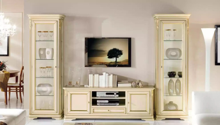 Italian Living room Wall unit 2x Display case Wardrobe Designer Set 3pcs