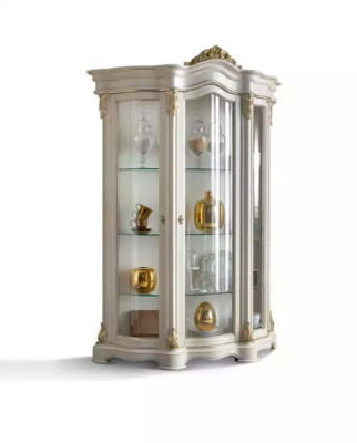 Display case Wood Wardrobe Classic White Cabinets Design Living room Glass