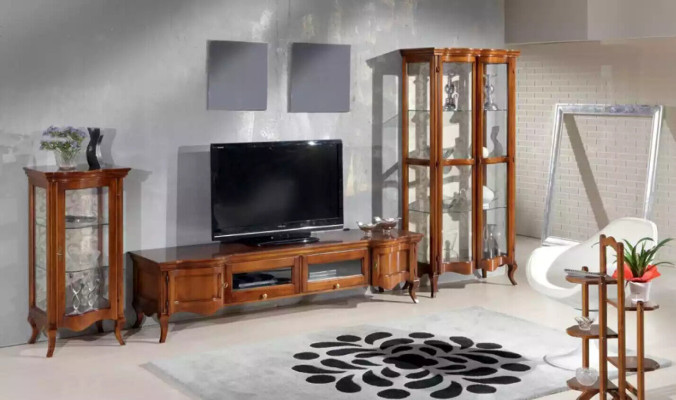 Italian style furniture living room 3 pieces. Set Classic 2x Display case Brown