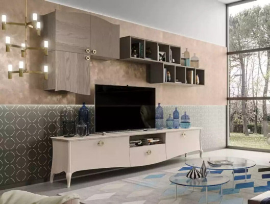 Wall unit TV cabinet Wall cabinet Shelf Living room Wood Cabinets Wall shelves