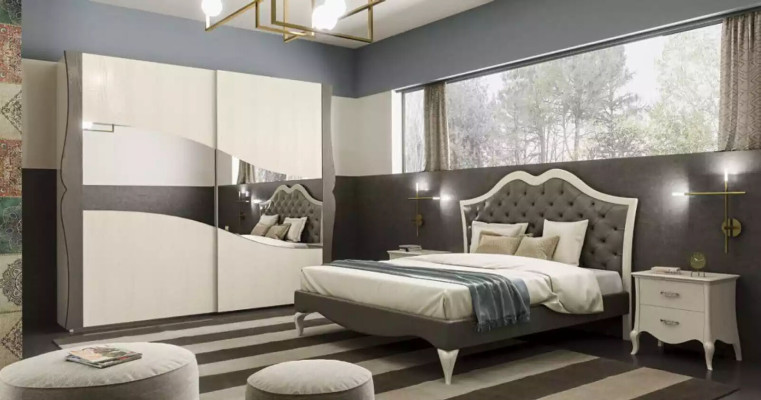 Design Beds Bedroom Bed 2x Bedside tables Modern Luxury Furniture 3pcs