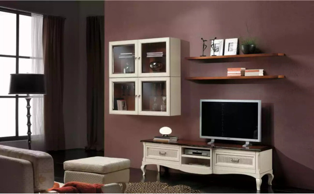 Lowboard TV cabinet wall cabinets Living room Wood Furniture Wall shelf Set 7 pieces.
