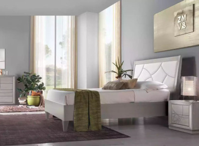 Bedroom Set Bed 2x Bedside tables Console Beds Luxury Upholstery 5 pcs.