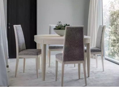 Dining table Suite Group Dining room Table Set 4x Chairs Wood 5pcs Beige