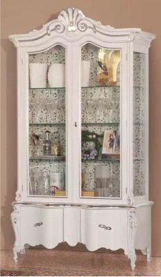 Luxury white wooden display cabinet with Classic m furniture design Wardrobe Display case
