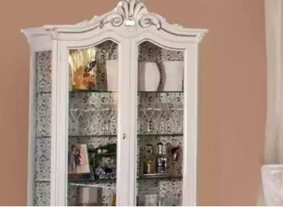 Showcase Italian Living room furniture Wardrobe White Glass Display case