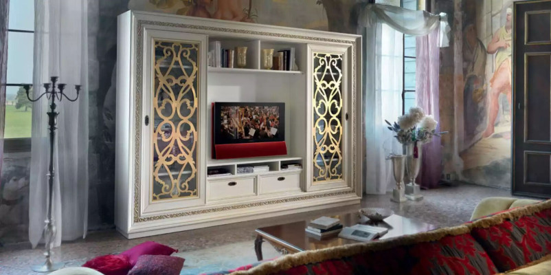TV cabinet wall Solid wood Modern TV cabinet Wall unit Real wood new