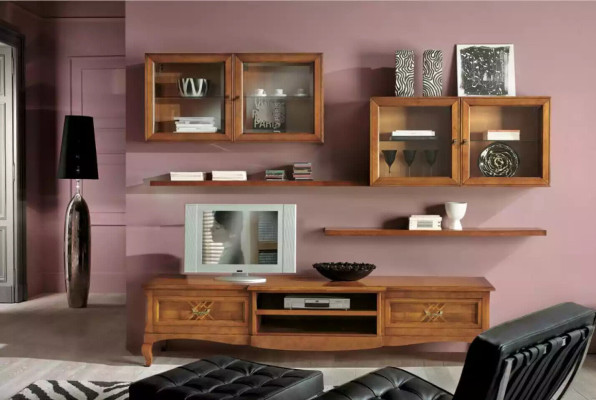 Designer Living room 4x wall cabinets brown lowboard 7 pieces. Wall unit new