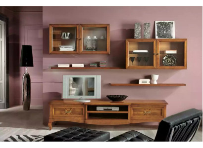 Designer Living room 4x wall cabinets brown lowboard 7 pieces. Wall unit new