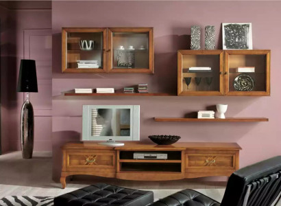 Designer Living room 4x wall cabinets brown lowboard 7 pieces. Wall unit new