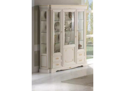 Classic Display case Luxury White Wardrobe Wood Italian Style Furniture Glass
