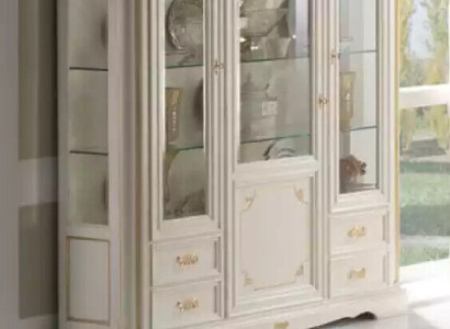Classic Display case Luxury White Wardrobe Wood Italian Style Furniture Glass