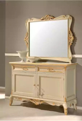Luxury Sideboard Mirror 2pcs Chests of drawers Living room Design Furniture Beige