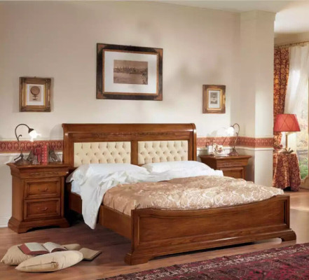 Bedroom Complete Bed 2x Bedside tables Set Luxury Furniture 3pcs. Brown