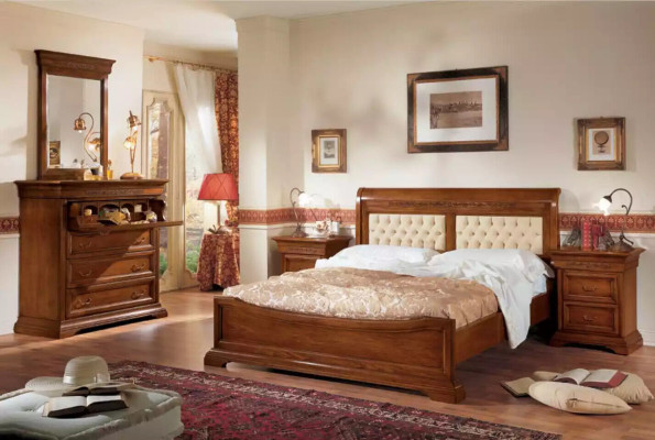 Bedroom Complete Bed 2x Bedside tables Set Luxury Furniture 3pcs. Brown