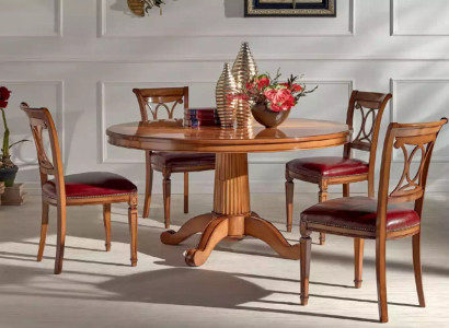 Dining table 4x Chairs Dining room Set Group Suite Table Seating group 5pcs.
