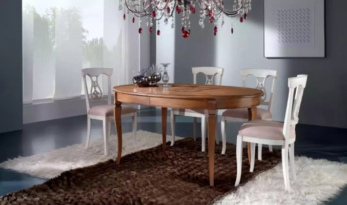 Dining set Dining table 4 x Chairs Set Classic Dining set Brown 5 pieces.