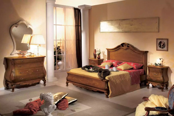 Wooden double bed in Classic n style Luxurious Bedroom design Beds