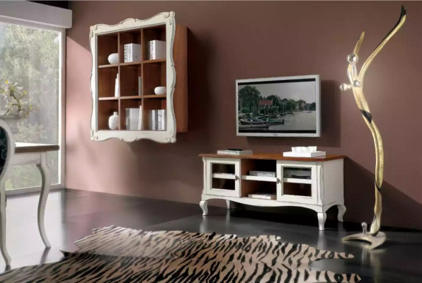 Wall unit wall cabinet living room lowboard classic design set 2 pieces.