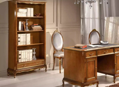 Elegant brown wooden desk bookshelf office furniture sets 2 pieces. set