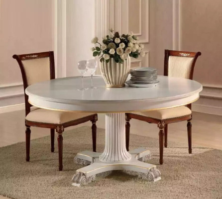 Wood Dining room Design Furniture Round Table White Dining table Classic Dining room new