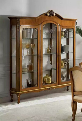 Classic Display case Wood Noble Luxury Glass Wardrobe Wood Shelf Showcases