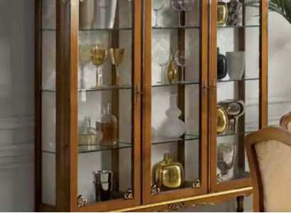 Classic Display case Wood Noble Luxury Glass Wardrobe Wood Shelf Showcases