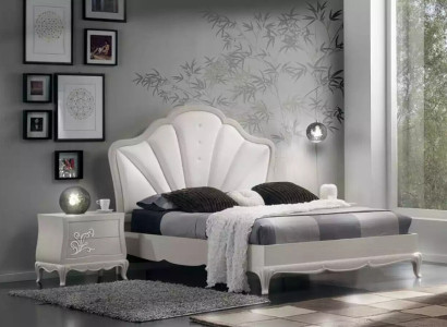 Bedroom 3 pcs. Set Bed 2x Bedside tables Modern Design Gray Beds