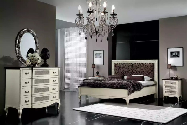 Design Bedroom 3 pcs. Bed 2x Bedside table Luxury Beds Set Furniture new