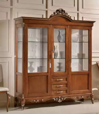 Display case Wood Wardrobe Classic Showcases Wood Design Living room Glass
