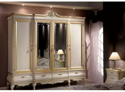 Classic r Luxury White Four Door Bedroom Wardrobe Wooden Furniture new