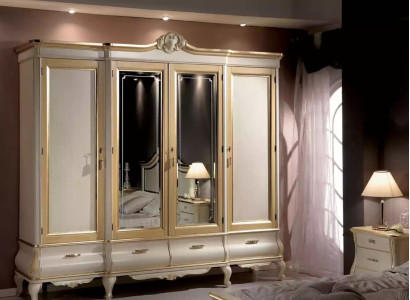 Classic r Luxury White Four Door Bedroom Wardrobe Wooden Furniture new