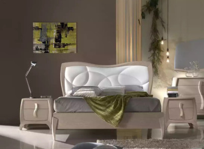 Design Bed 2x Bedside tables 3 pcs. Bedroom Luxury Complete Suite