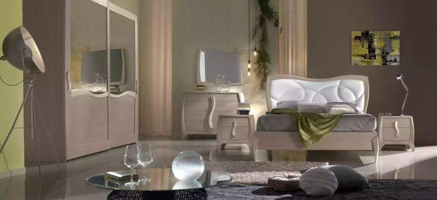Design Bed 2x Bedside tables 3 pcs. Bedroom Luxury Complete Suite