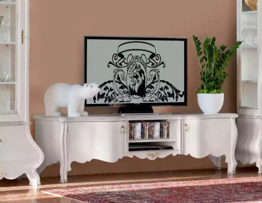 White Luxury Living room Wall unit Furniture 2x Showcases TV Lowboard Classic