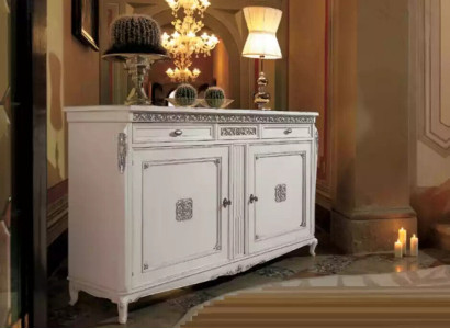 Sideboard Chest of drawers Luxury Cabinets Living room Wood White Classic Furniture
