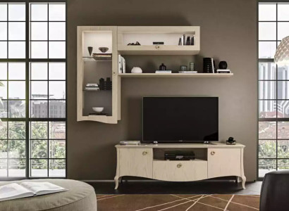 Luxury tv stand living room TV cabinet lowboard wall shelves beige wall unit new