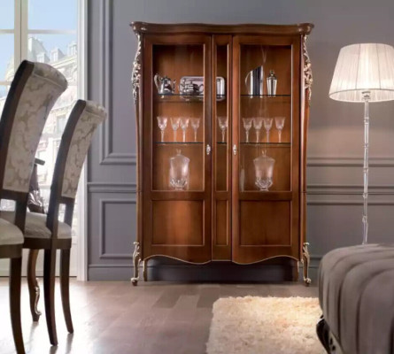 Italian Luxury Wood Furniture Classic Style Display case Living room new