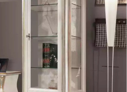 Luxury Wooden Cabinet with Glass Classic White Furniture Wardrobe Display Cabinets