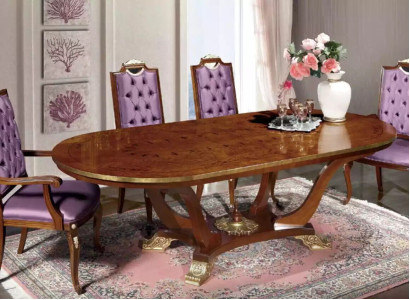 Dining table 4x Chairs Classic Dining room Suite 5pcs. Set of oval tables