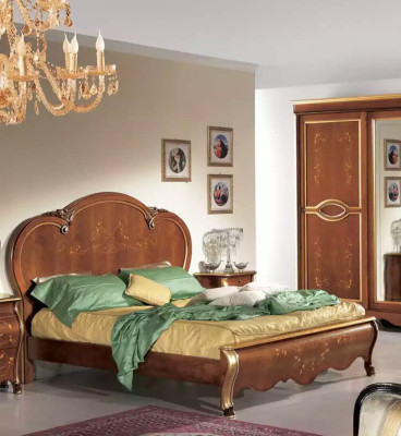 Bed Upholstery Classic Double bed Wood Hotel Beds Bedroom Upholstery
