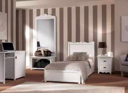Bedroom Bed Bedside table Desk Standing Mirror Group Set 4pcs.