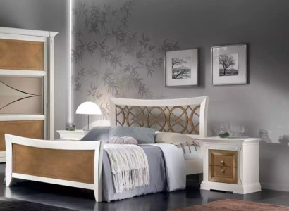 Bedroom Furniture 3 pcs. Set Bed Solid wood Bedside tables 2x Beds Wood
