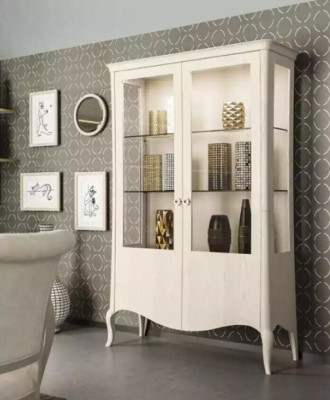 Display case Luxury Wardrobe White Wood Cabinets Living room Glass cabinet new