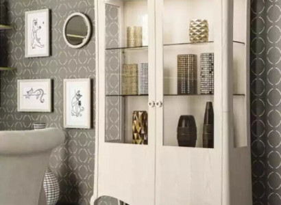 Display case Luxury Wardrobe White Wood Cabinets Living room Glass cabinet new