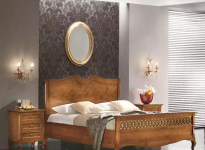 Bed 2x Bedside tables 3 pieces. Italian Furniture Bedroom Wood new Set
