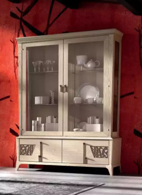 Luxury Display case 2 Door Wood Wardrobe Living room Glass Cabinets Design Furniture