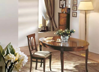 Dining table 4x Chairs Classic Dining room Suite 5pcs. Set of oval tables